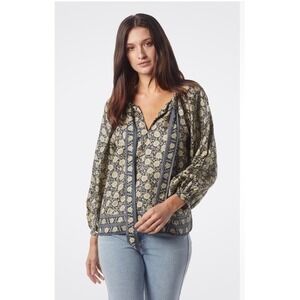 Joie Lomande Blouse 100% Silk Top Long Sleeve Tie Neck Size L Large‎ $278 New
